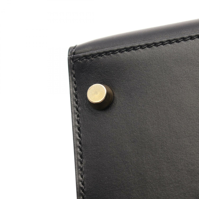 愛馬仕 Kelly 28 兩用單肩包 手提包 盒形小牛皮 黑色 二手 女款 GHW E-7