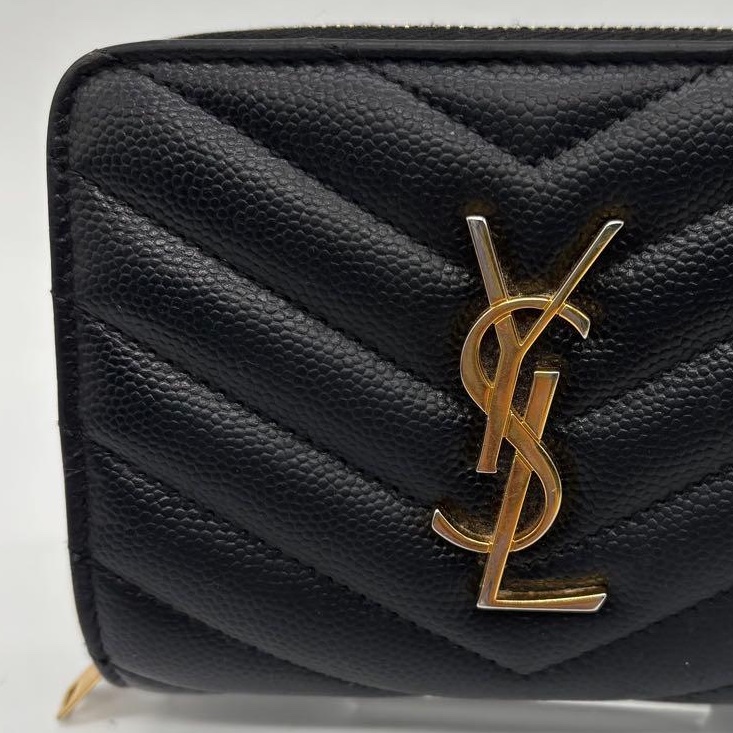 💝FuFu.Style ⟡.·* YSL 山形黑色皮夾短夾錢包-5