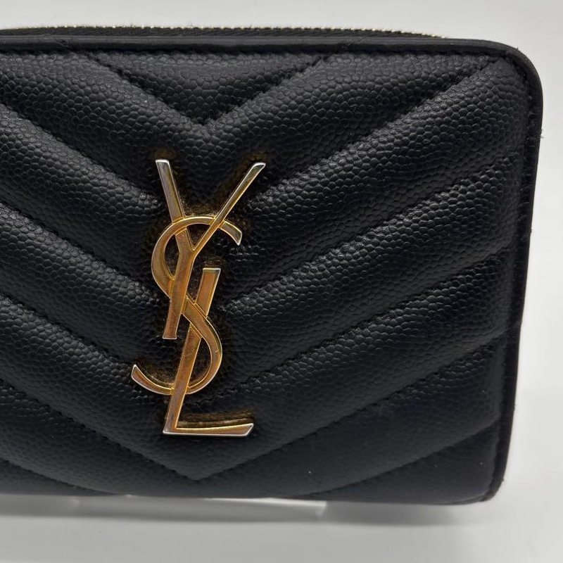 💝FuFu.Style ⟡.·* YSL 山形黑色皮夾短夾錢包-6