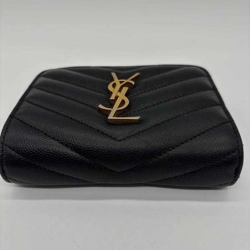 💝FuFu.Style ⟡.·* YSL 山形黑色皮夾短夾錢包-10