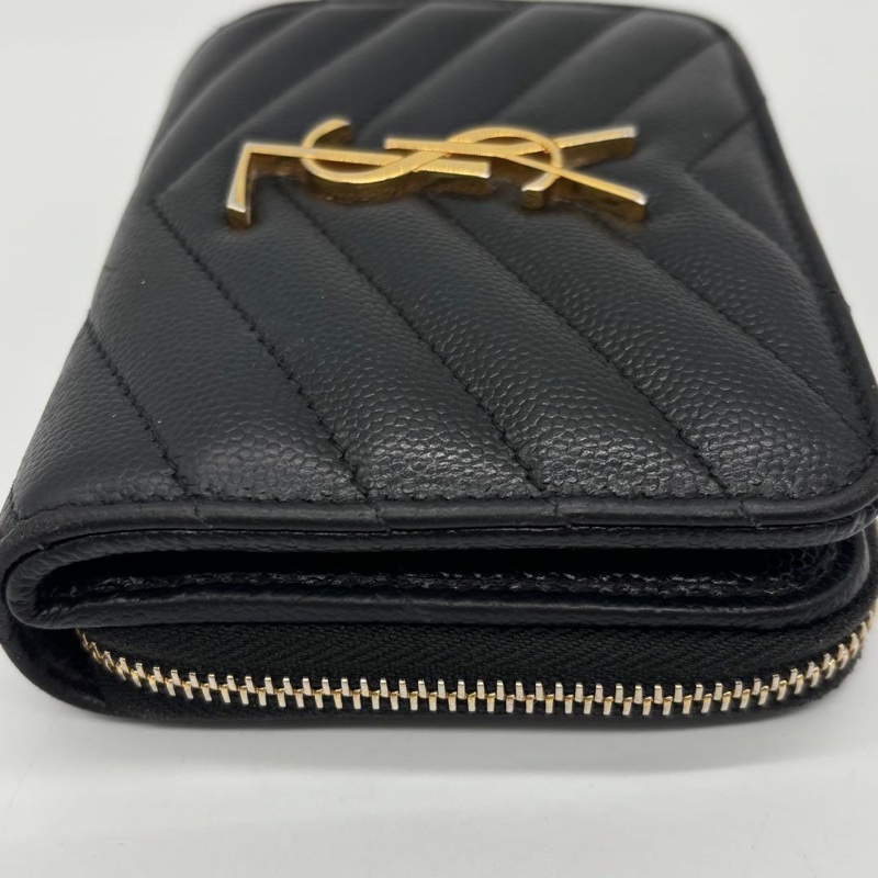 💝FuFu.Style ⟡.·* YSL 山形黑色皮夾短夾錢包-11