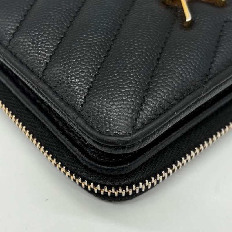 💝FuFu.Style ⟡.·* YSL 山形黑色皮夾短夾錢包-13
