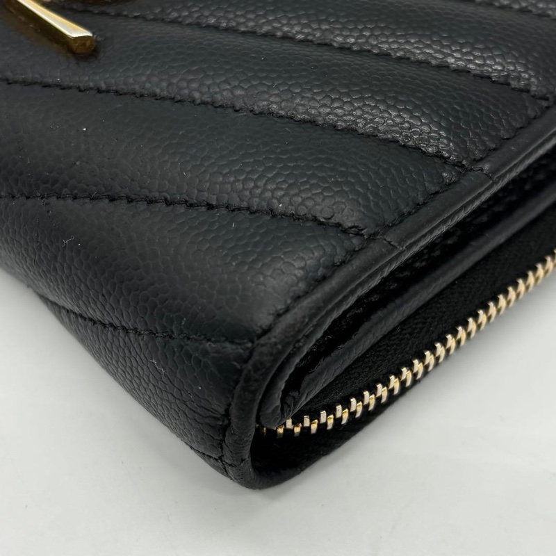 💝FuFu.Style ⟡.·* YSL 山形黑色皮夾短夾錢包-14