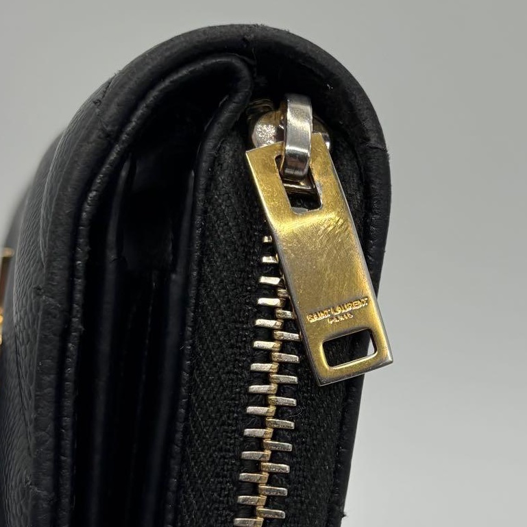 💝FuFu.Style ⟡.·* YSL 山形黑色皮夾短夾錢包-16