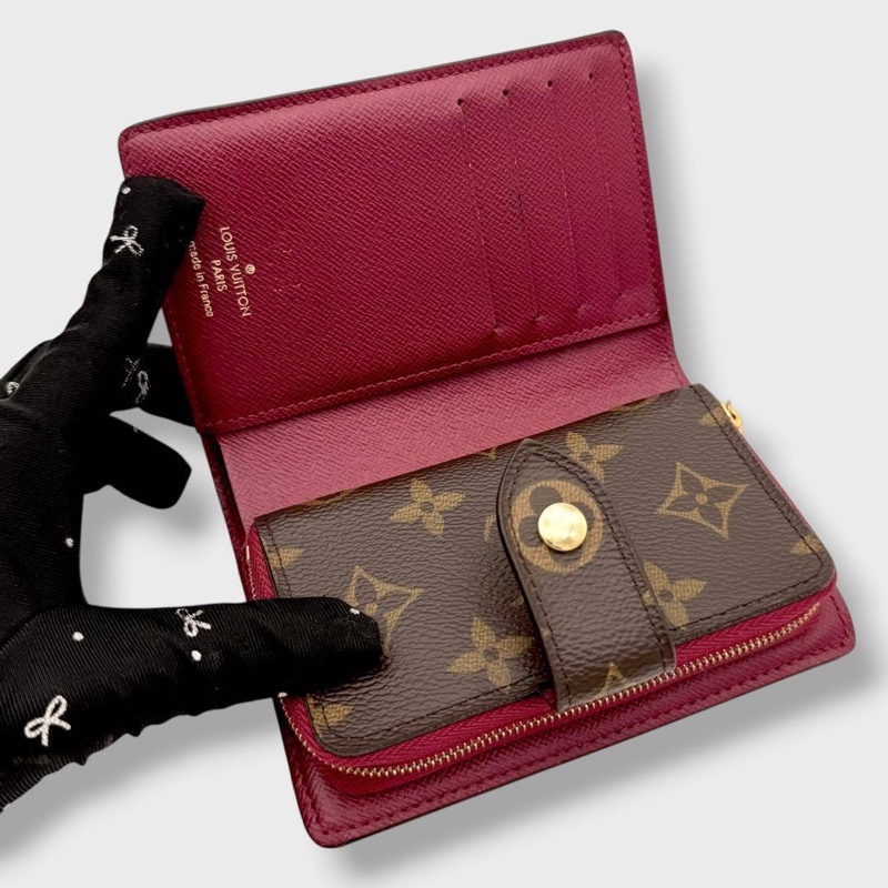 💝FuFu.Style ⟡.·* LV 芙蓉紅色雙折短夾-16