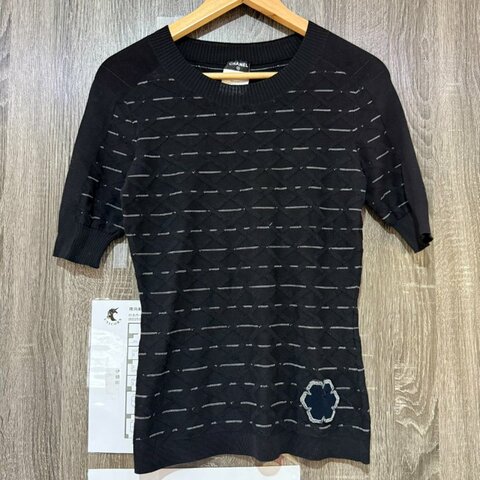 【美收精品】CHANEL 黑色菱格紋短袖 1-991