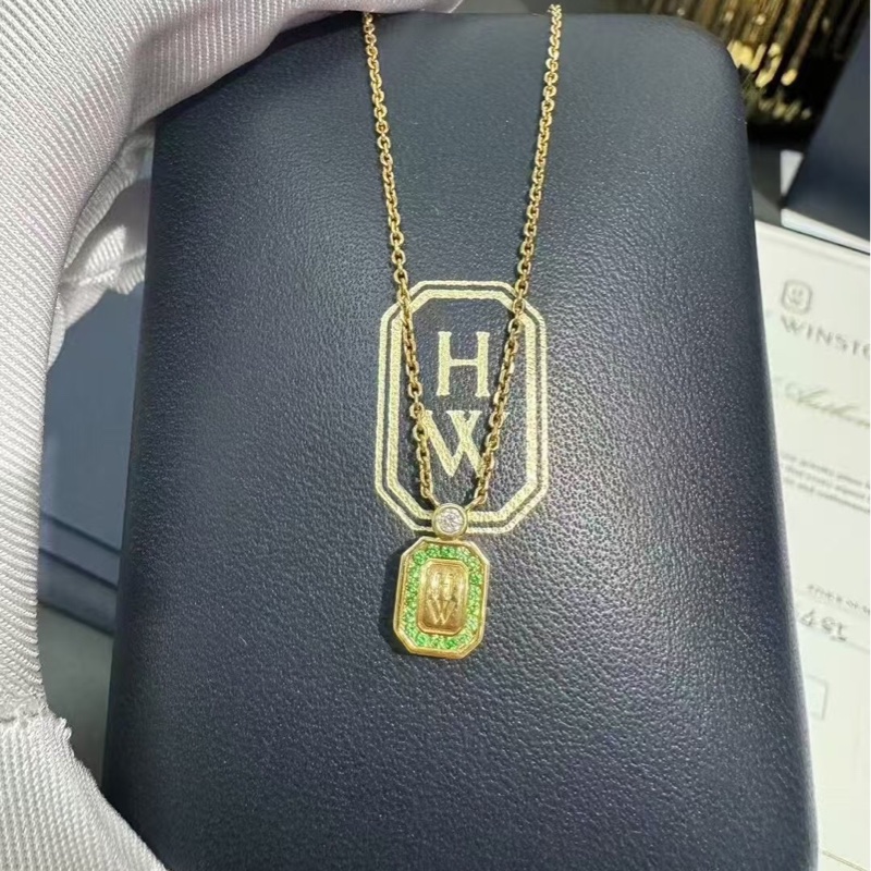 海瑞溫斯頓 Herry winston 香水瓶綠色沙弗萊石18K玫瑰金項鍊-3