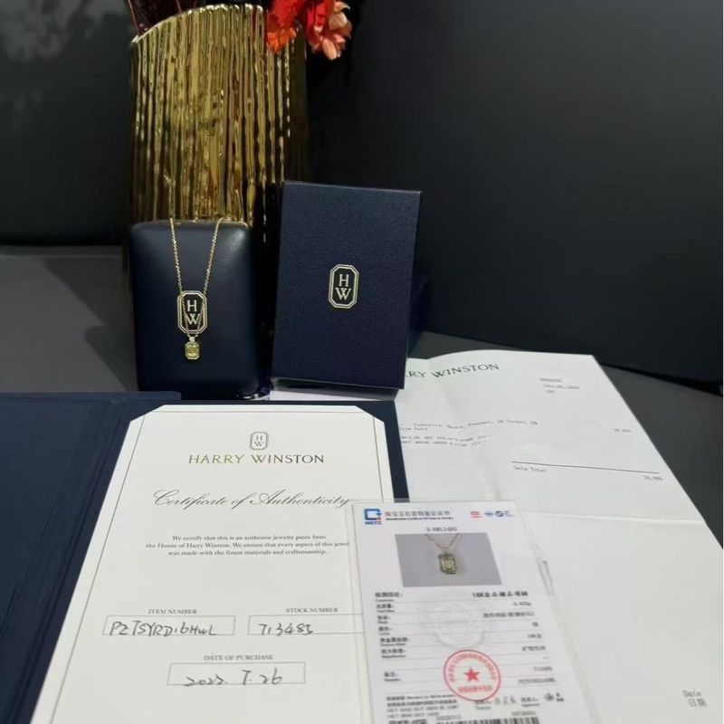 海瑞溫斯頓 Herry winston 香水瓶綠色沙弗萊石18K玫瑰金項鍊-5
