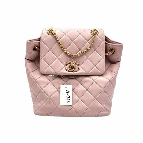 【美收精品】CHANEL 粉色荔枝紋牛皮背包 A-766【隔月月中將轉賣至日本 上架期限30天】