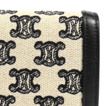 💝FuFu.Style ⟡.·* Celine *稀有*皮革x麻布材質凱旋門短夾錢包-15