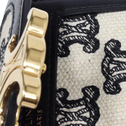 💝FuFu.Style ⟡.·* Celine *稀有*皮革x麻布材質凱旋門短夾錢包-19