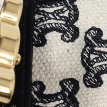 💝FuFu.Style ⟡.·* Celine *稀有*皮革x麻布材質凱旋門短夾錢包-20