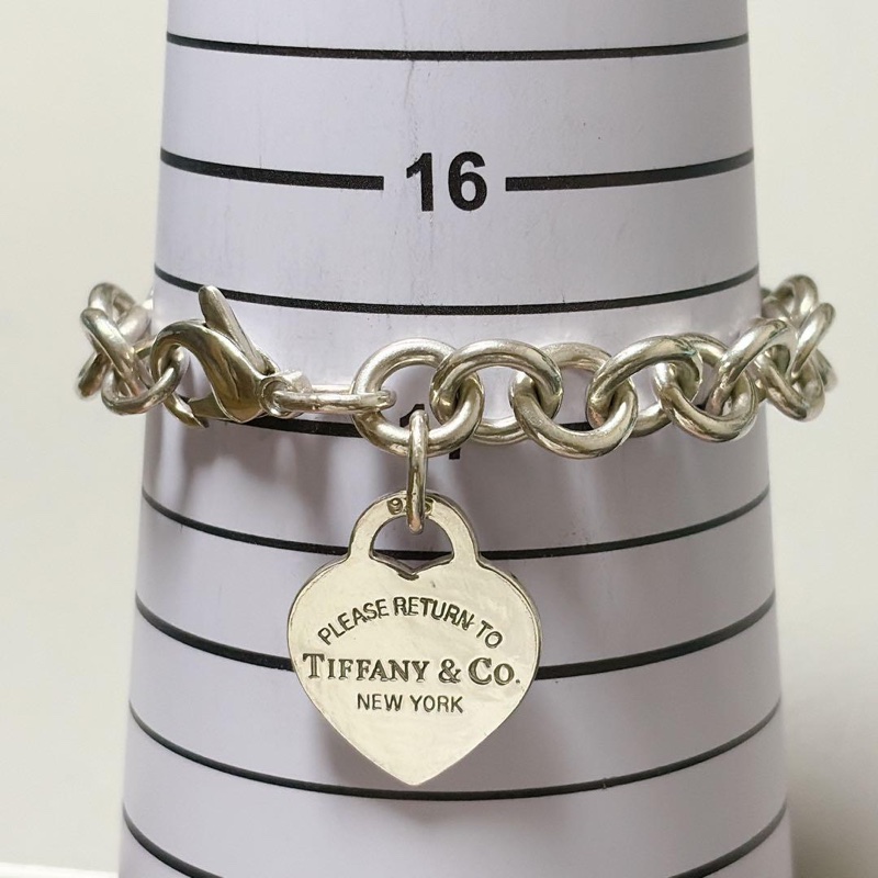 💝FuFu.Style ⟡.·* Tiffany&Co. 愛心銀牌手鏈-12