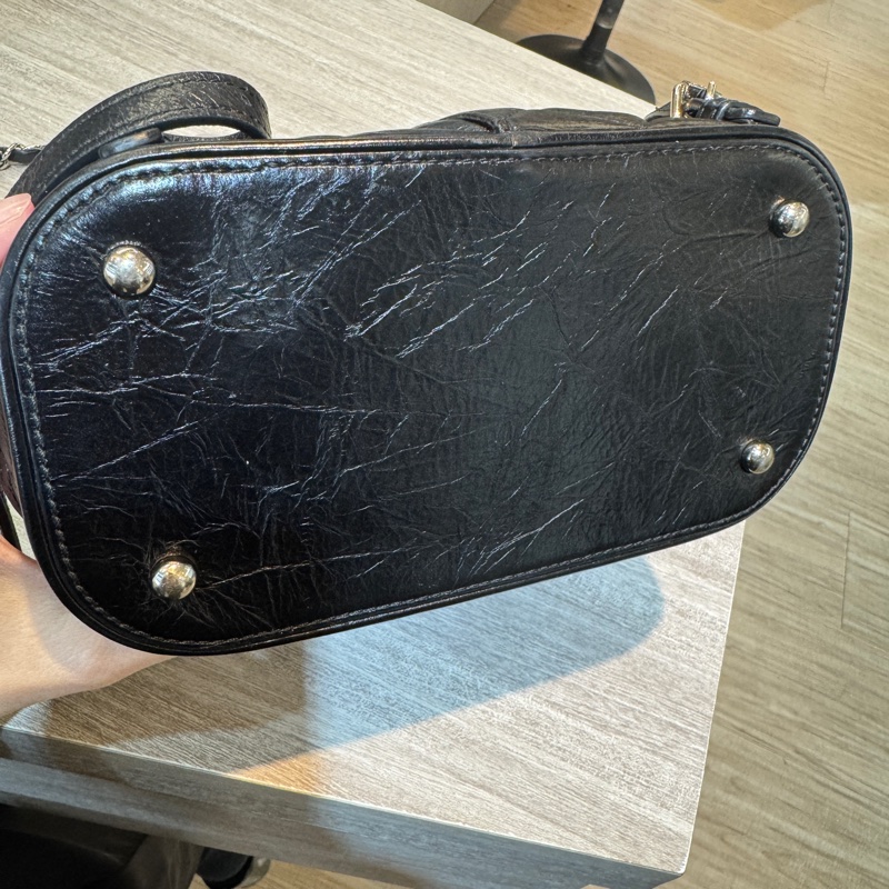 Chanel黑銀揉製牛皮透明後背包A57826-14