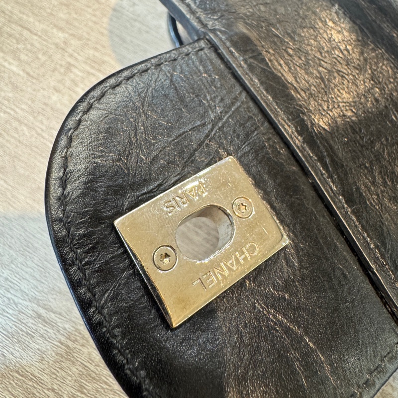 Chanel黑銀揉製牛皮透明後背包A57826-15