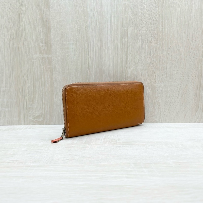 HERMES 焦糖棕epsom silk in絲巾長夾-10