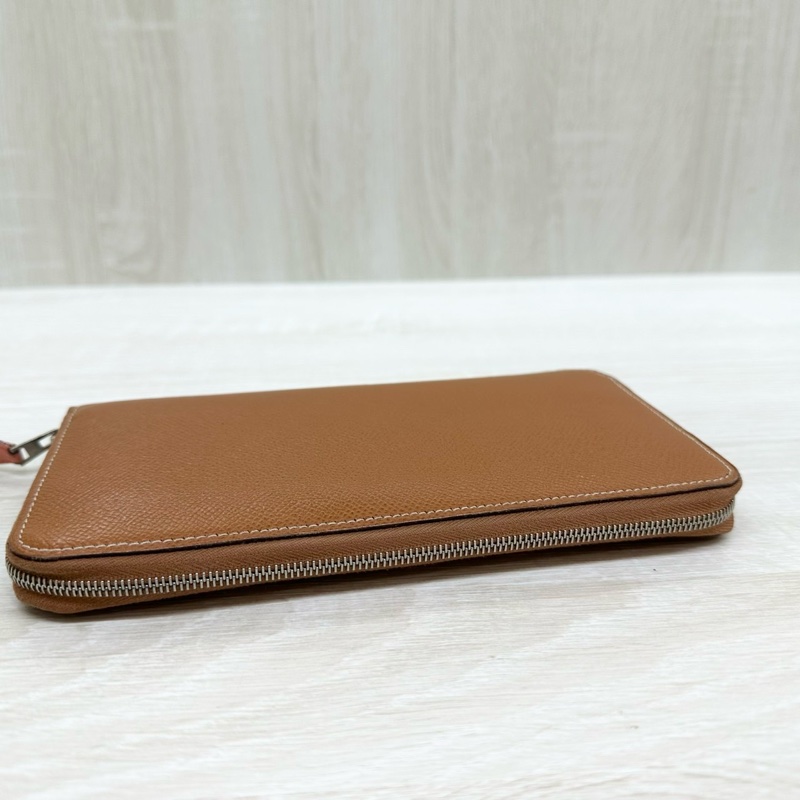 HERMES 焦糖棕epsom silk in絲巾長夾-12