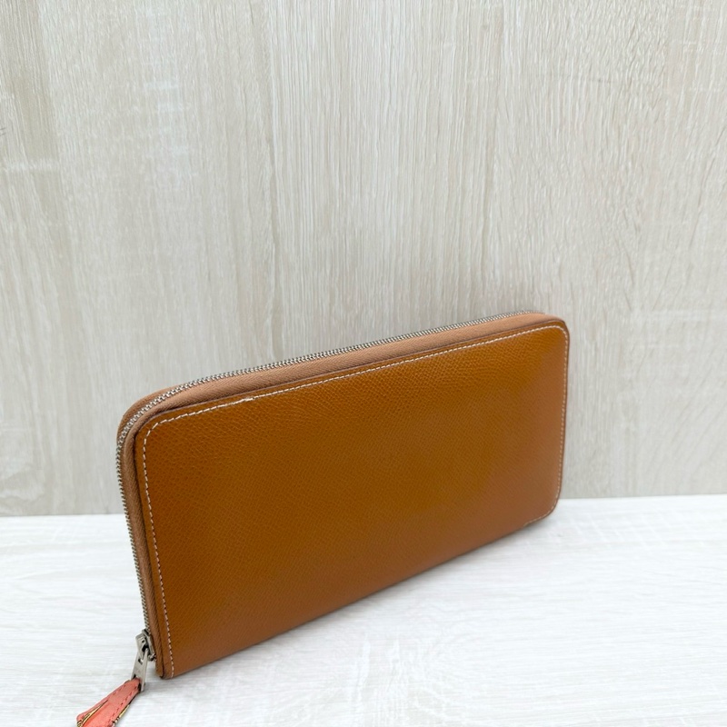 HERMES 焦糖棕epsom silk in絲巾長夾-13