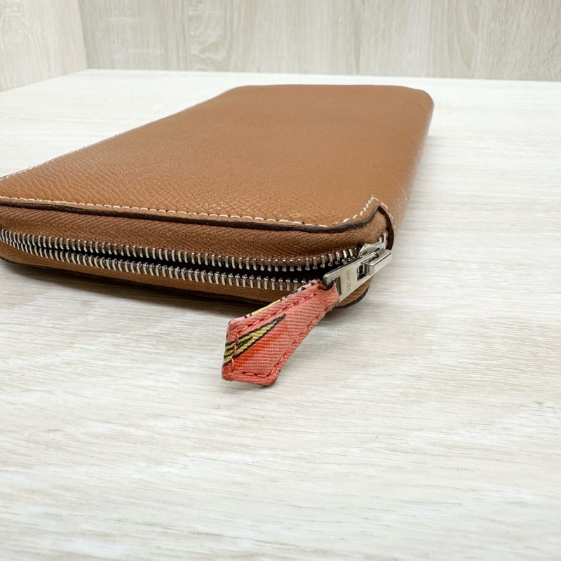 HERMES 焦糖棕epsom silk in絲巾長夾-14