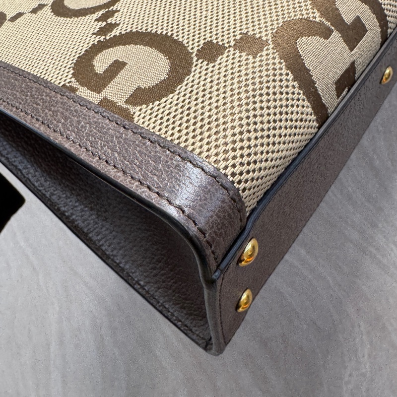 GUCCI咖啡色緹花布竹節小號Diana包-10