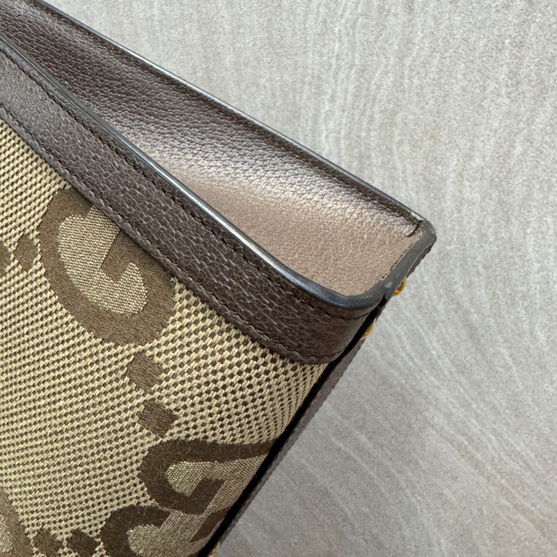 GUCCI咖啡色緹花布竹節小號Diana包-12