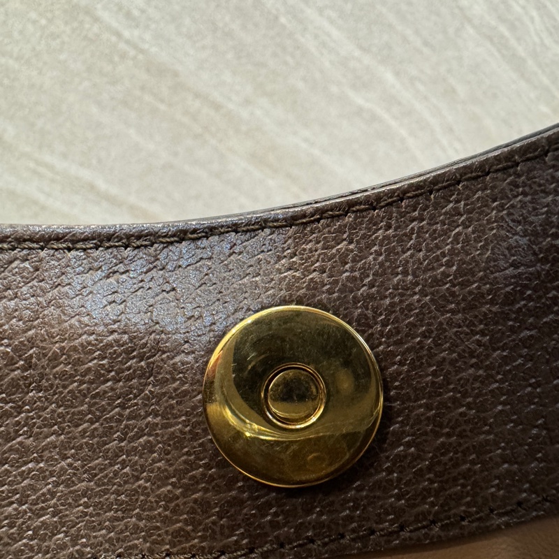 GUCCI咖啡色緹花布竹節小號Diana包-21