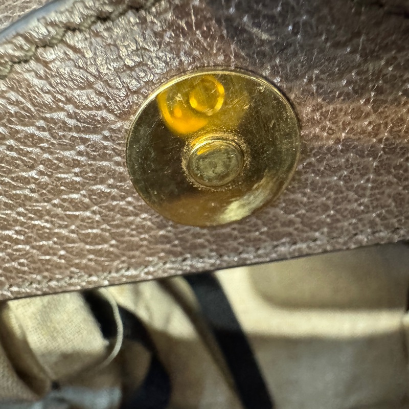 GUCCI咖啡色緹花布竹節小號Diana包-22