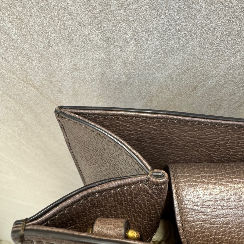 GUCCI咖啡色緹花布竹節小號Diana包-10