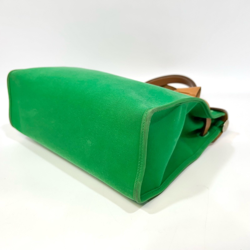 愛馬仕 Hermes Herbag 31 竹子綠帆布拼自然色牛皮手提包｜Kelly風格經典款-15