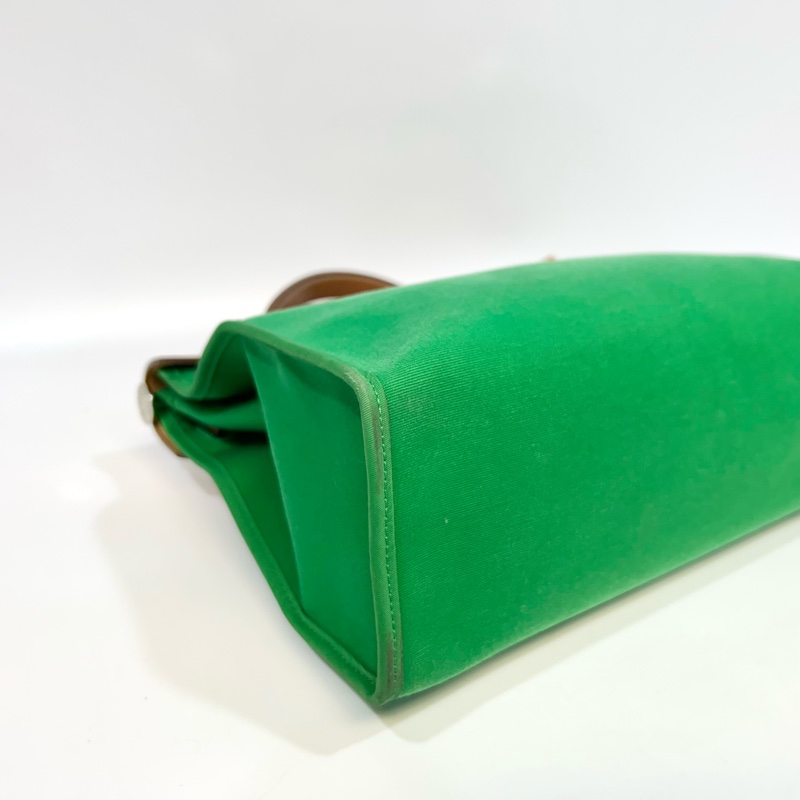愛馬仕 Hermes Herbag 31 竹子綠帆布拼自然色牛皮手提包｜Kelly風格經典款-16