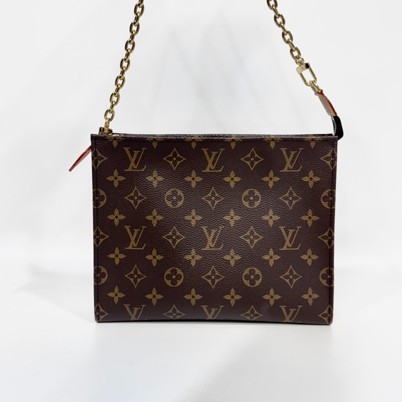 🥨近全新路易威登新版洗漱包LV原花一字拉鏈Toiltry Pouch On Chain肩背包M81412-3