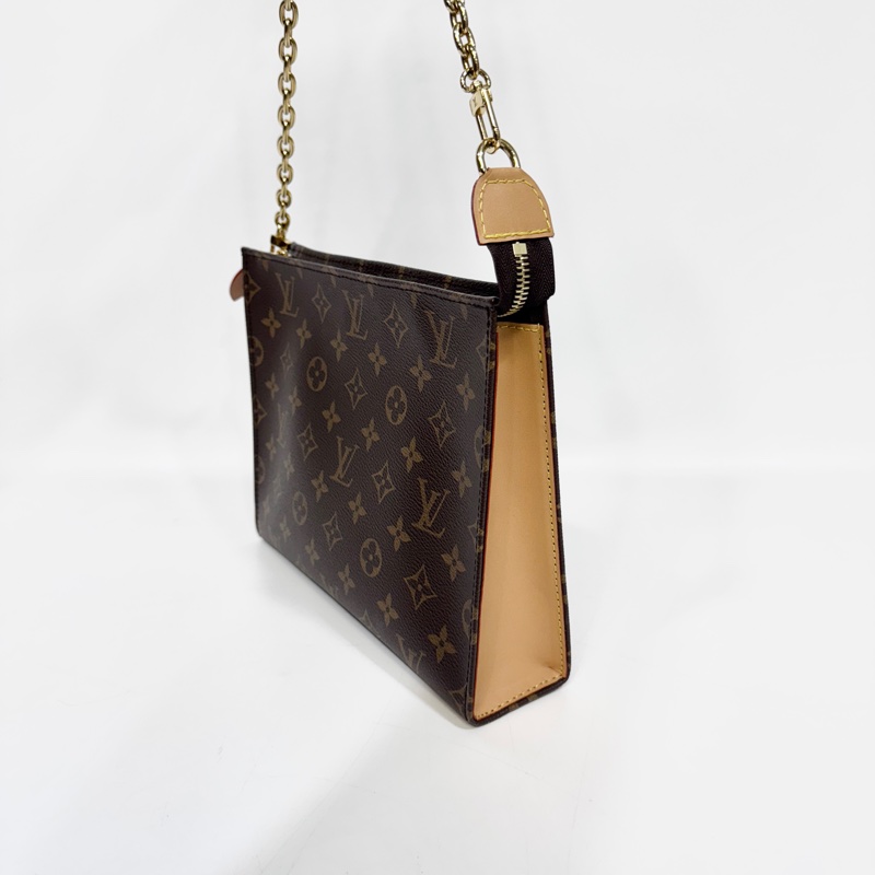 🥨近全新路易威登新版洗漱包LV原花一字拉鏈Toiltry Pouch On Chain肩背包M81412-4