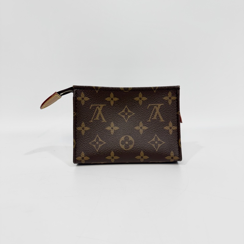 🥨近全新路易威登新版洗漱包LV原花一字拉鏈Toiltry Pouch On Chain肩背包M81412-12