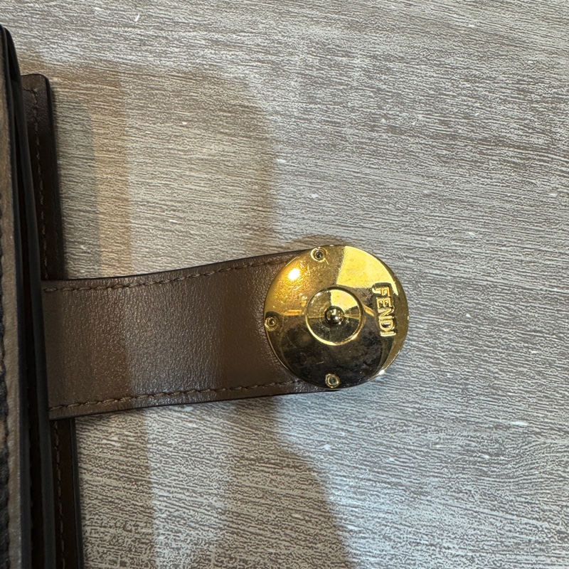 FENDI棕色牛皮FFLogo雙折零錢短夾8M0386-11