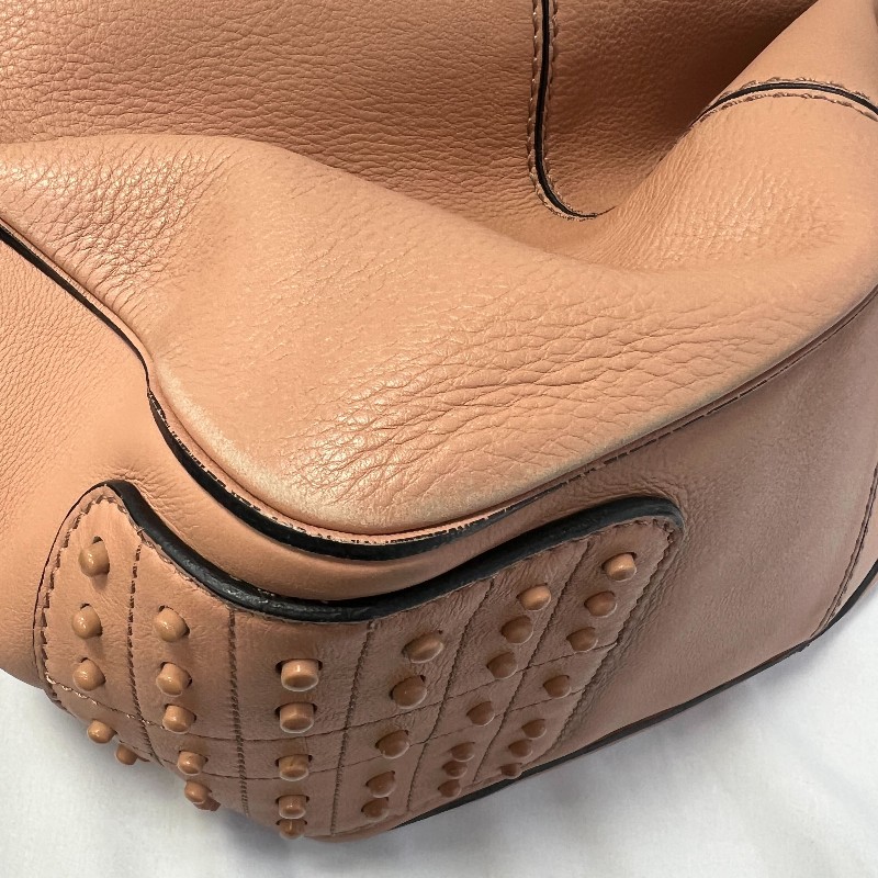 TOD’S 粉膚色牛皮拉鍊豆豆包 肩背包斜背包 兩用包-9