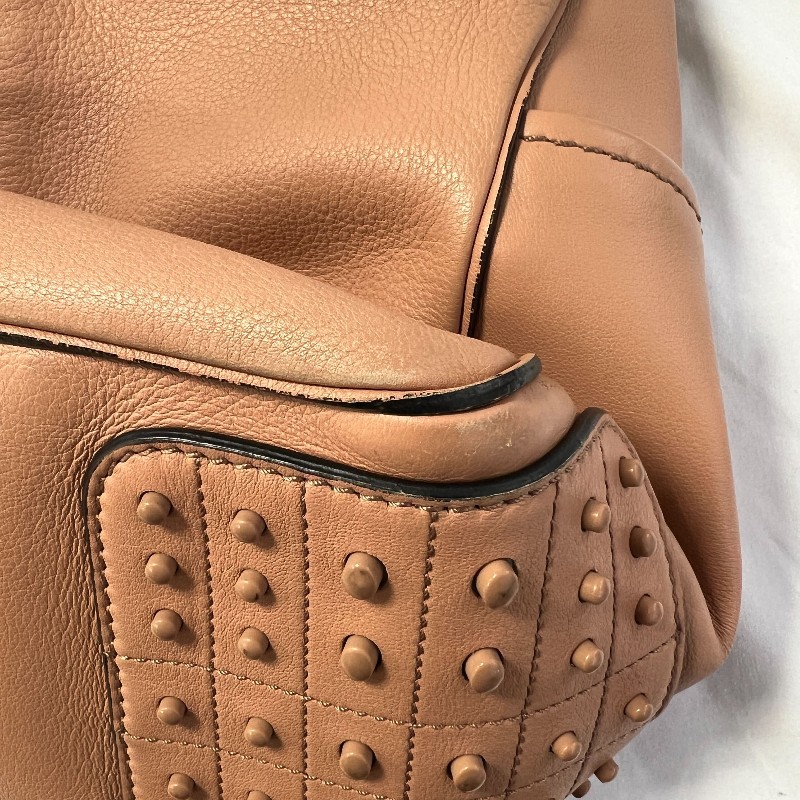 TOD’S 粉膚色牛皮拉鍊豆豆包 肩背包斜背包 兩用包-19