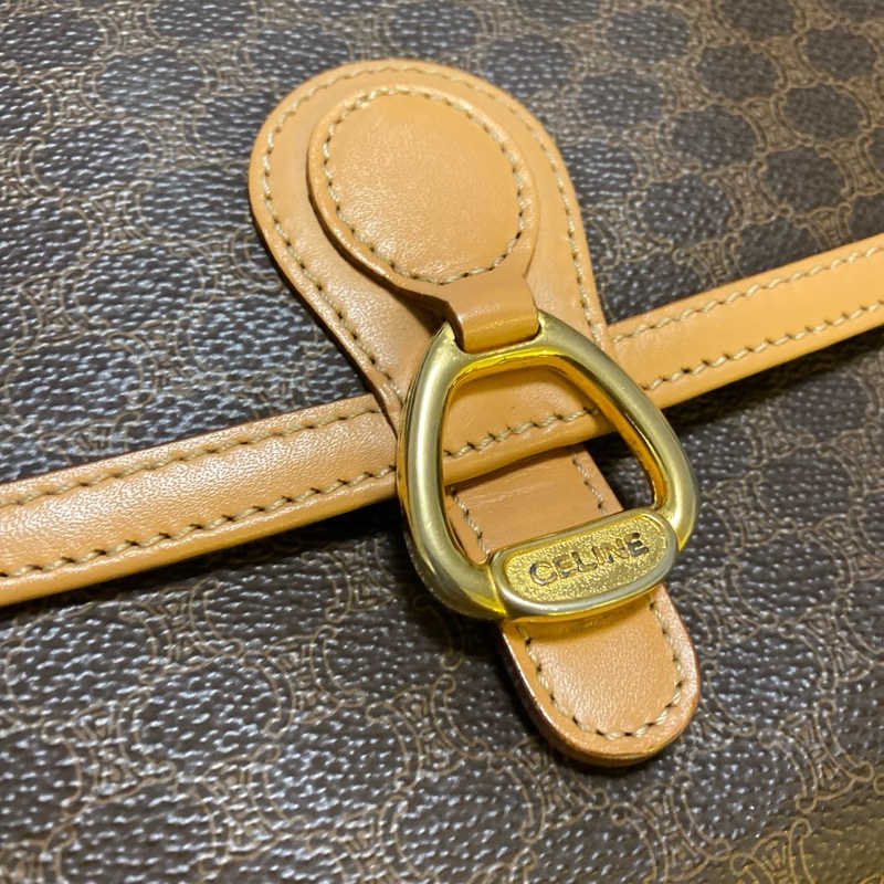 Celine 古董包 老花 超美 復古 斜背包 郵差包-8