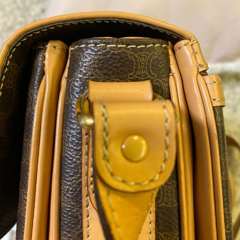 Celine 古董包 老花 超美 復古 斜背包 郵差包-33