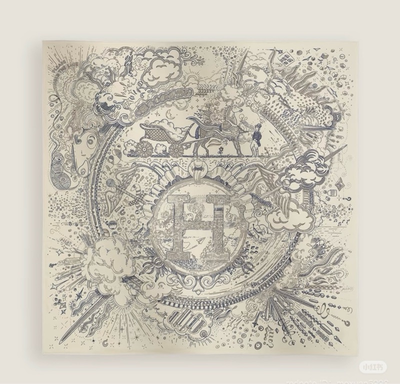 Hermes愛馬仕“Please hold the line“正在接通中絲巾/90*90cm-1