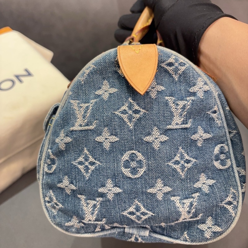 LV中古丹寧牛仔波士頓手提包-5