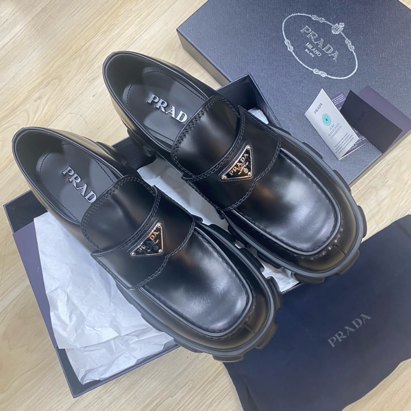 [促銷品] Prada Monolith 男仕  亮面皮革樂福鞋-0