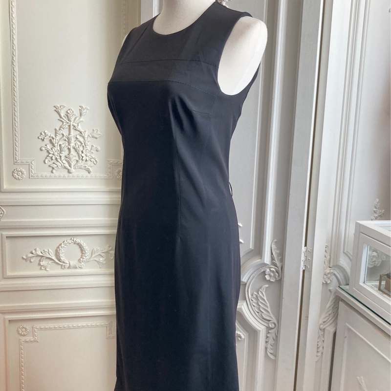 《新歡舊愛》近新正品prada深藍招牌布料背心洋裝40/S-1