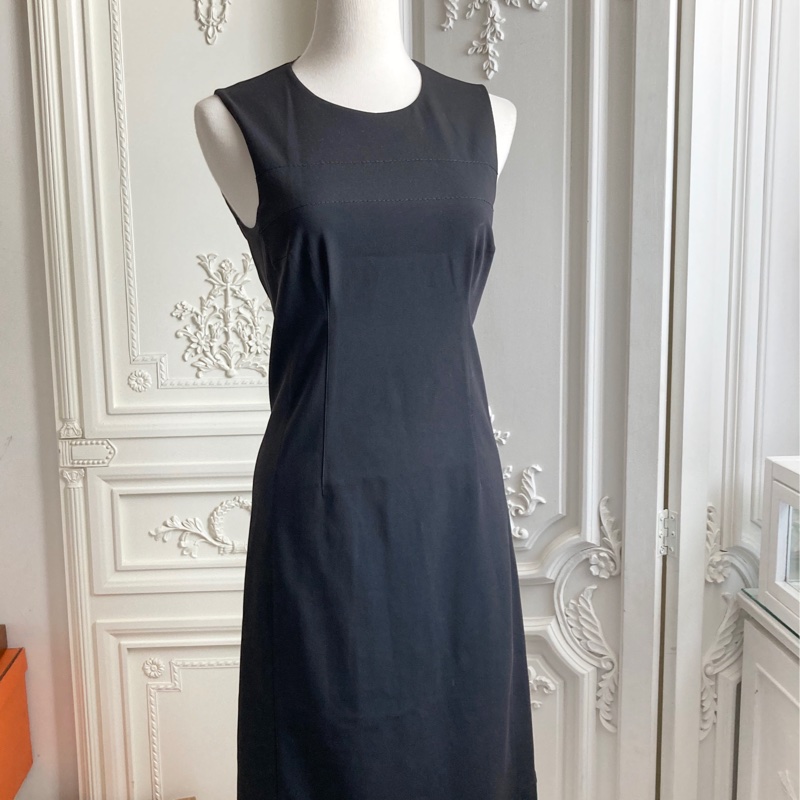 《新歡舊愛》近新正品prada深藍招牌布料背心洋裝40/S-2