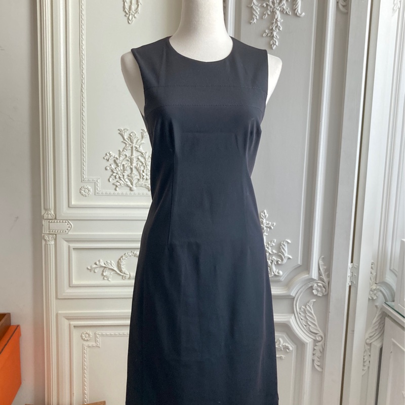 《新歡舊愛》近新正品prada深藍招牌布料背心洋裝40/S-3