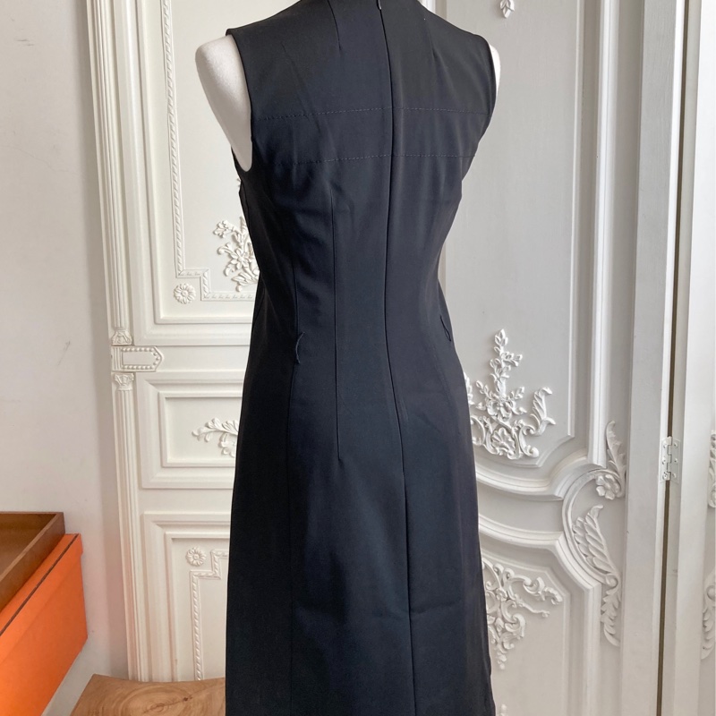 《新歡舊愛》近新正品prada深藍招牌布料背心洋裝40/S-5