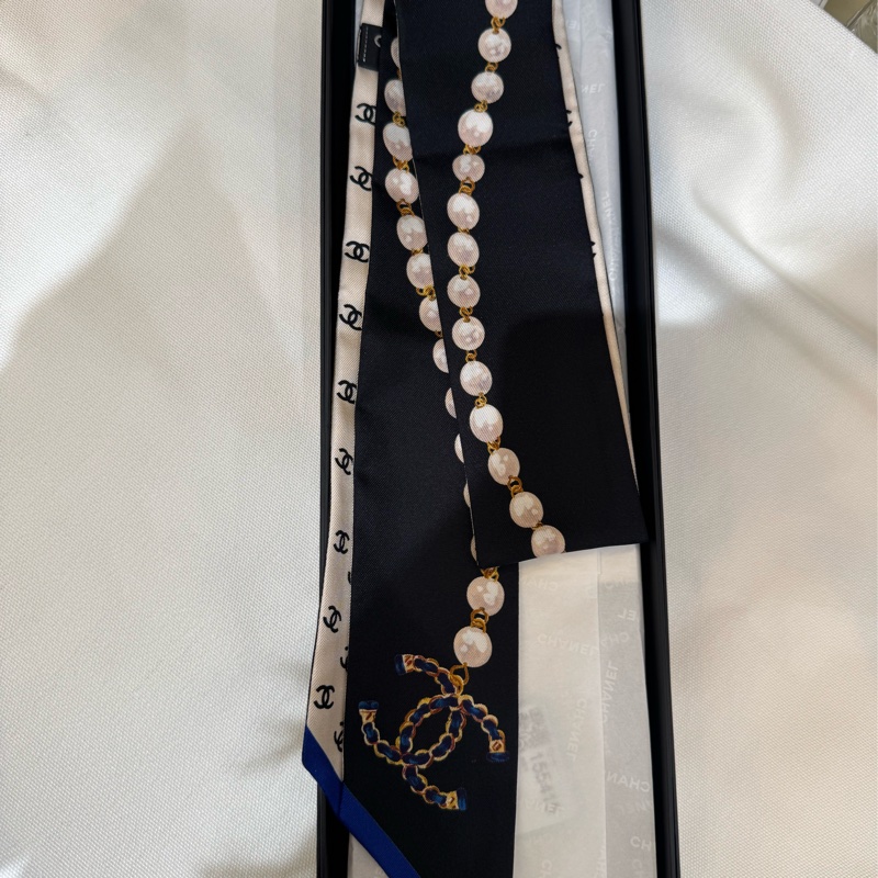 未使用品 CHANEL 雙面用twilly-0
