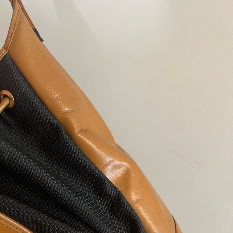 YSL啡色皮革中古特色水桶包 拆除式內袋 可調節肩帶 日本中古-15