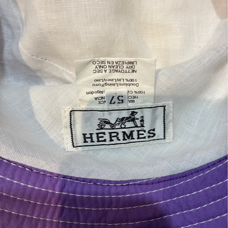 正品Hermes 愛馬仕寬沿遮陽帽法國製-9