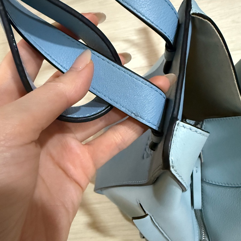 LOEWE hammock手提包/吊床包/可斜背.天空藍 拼色-19