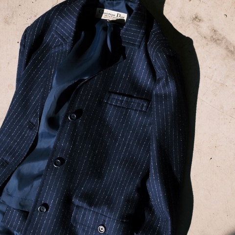 Christian Dior PRET-A-PORTER 藍直條紋西裝外套